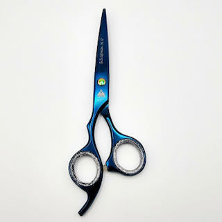 Blue hairdressing scissors for left handers