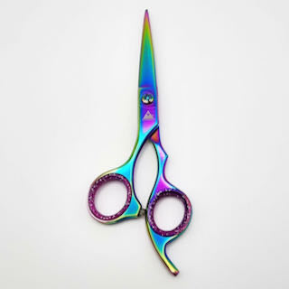 Multi coloured left handed hairdress scissors